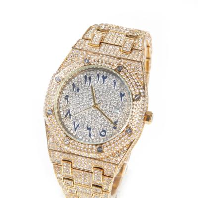 China Fashion \ Hip Hop Fashion New Full Zircon Dress Luxury Popular Men's Gold Quartz Watch Mechanical Watches for sale