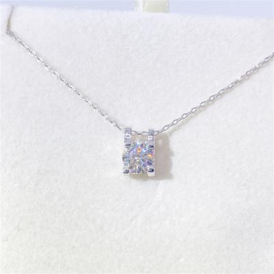 China Wholesale Nickel Free S925 Silver Platinum Plated Diamond Six Prongs Necklace Simple Simple 1 Carat Moissanite Pendant Necklace for sale