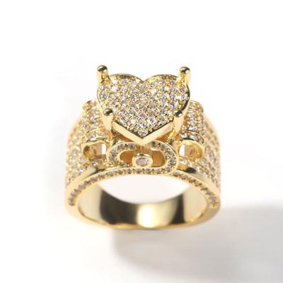 China Nickel Free New Hip-Hop Style Jewelry Micro-Inlaid Heavy Industry Design Full Of Diamond Retro Ring Trend Zircon Love Ring for sale