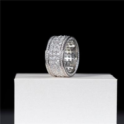 China Hip Hop Nickel Free Micro Inlaid With Diamond Zircon Five Row Snap Ring Stunning Men And Women Hand Ornaments Ring 7-12 Silver Wedding for sale