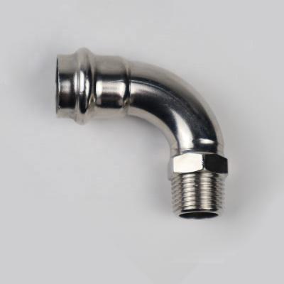 China Stainless Steel 304/316 Stainless Steel Press Fit 90 Degree V-Type Elbow With Male Threaded End for sale