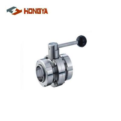 China SS304 General Stainless Steel Sanitary Flange With Actuator Handle Butterfly Valve for sale