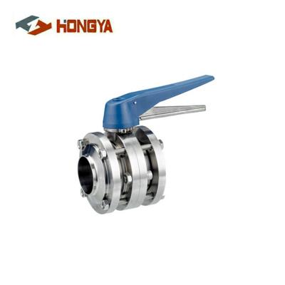 China General Sanitary Stainless Steel SS304 Three-piece Welded Mult-position Butterfly Valve for sale