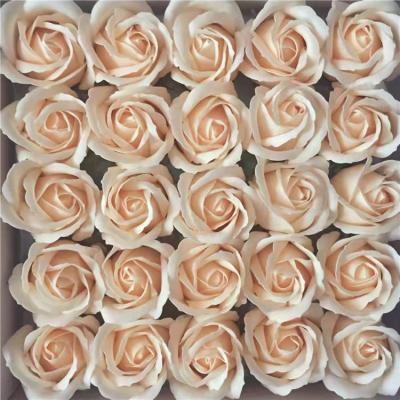 China Amazon Hot Selling Valentine's Day Soap Flower Bouquet Three Layers Mounted Soap Flower Head Simulation Flower Soap Flower Gift Box With Base for sale