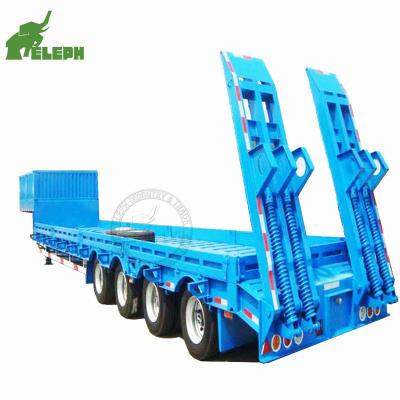 China 4 Axle Low Bed Low Bed Container Gooseneck Transport Semi Trailer Flatbed Excavator Truck Trailer 3 Boy Platform Trucks 100 Ton Lowbed Truck Trailers for sale