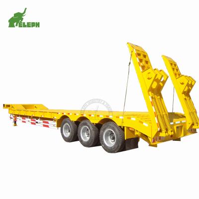 China Hydraulic Extendable Truck Trailer 2 Axle 3 Axle 40 Feet Container 10 Ton 40 Ton 60 Ton 80 Ton Low Bed Flatbed Truck Trailer for sale