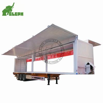 China Hot Selling Truck Trailer 3 Axle Box Trailer Wing Van Open Barrier Trailer for sale