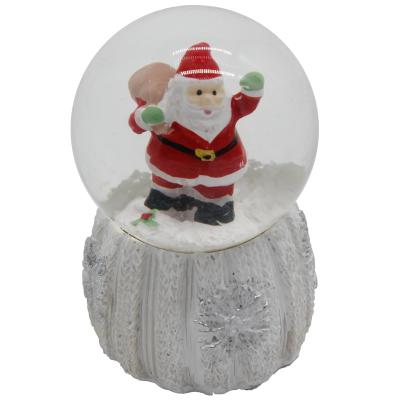 China Europe Customized 3D Laser Snow Christmas Crystal Ball With Wood Led Light Base for sale