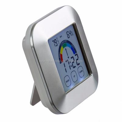 China ABS Touch Screen Digital Weather Station Alarm Clock With Forecast Temperature Humidity for sale