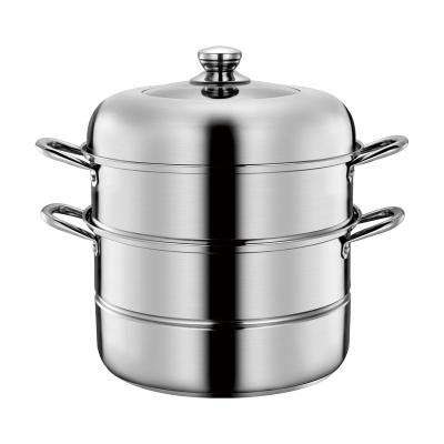 China Multi-tiers Stackable Large Size 304 Stainless Steel Household Food Steamer Visible Cover Eco-friendly Sustainable Cookware for sale