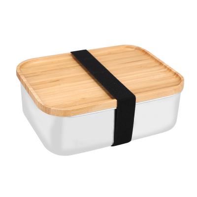 China Leakproof Square 304 Food Grade Seal Freshness Food Container High Quality Stainless Steel Bento Lunch Box With Bamboo Lid for sale