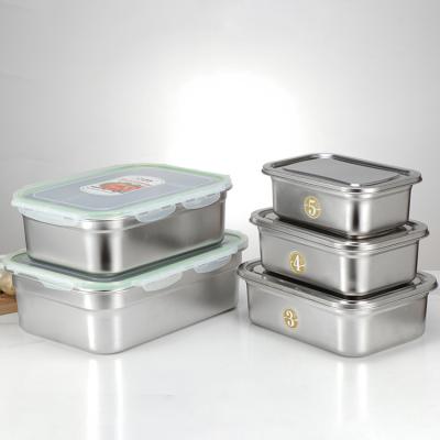 China Leakproof Freshness Preservation Stainless Steel Seal Kimchi Container Food Grade Food Vegetable Crisper for sale