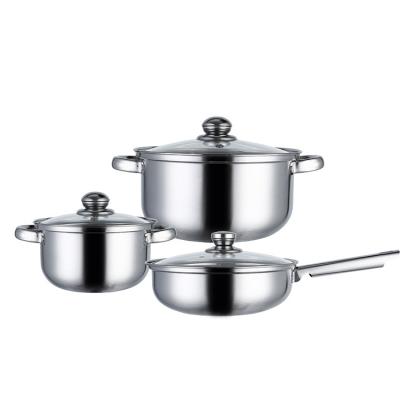 China Sustainable Cooking Casserole Stainless Steel Soup Pot Cookware With Glass Cover Kitchen Baking for sale