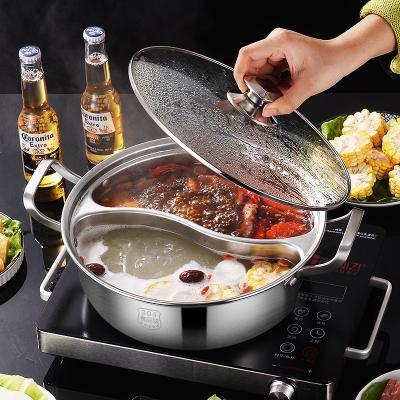 China Sustainable Handsome Senior Full Separated 2 Flavor Stainless Steel Hot Pot For Serving for sale