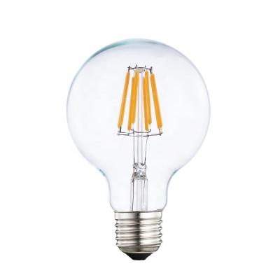 China China direct buy 2200K 2700K 4200K 6400K G95 8w E27 glass globe led filament bulb from illumination for sale