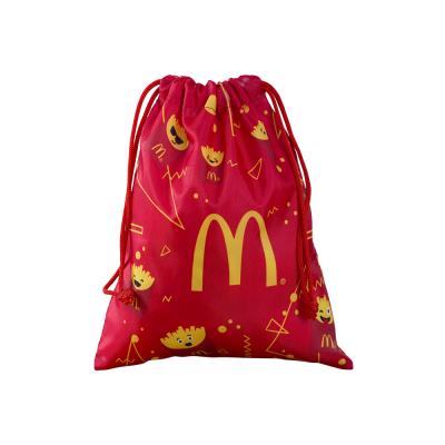 China Promotion custom logo printed burlap gift silk mesh linen drawstring bag for sale