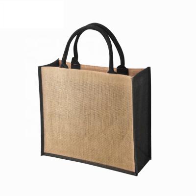 China Natural burlap eco friendly jute tote large inner lined reusable jute shopping bags for sale