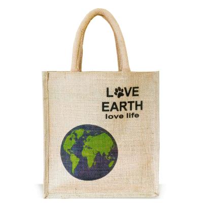 China Jute jute bag wholesale recycled logo printing cloth carrying women shopping bags natural gunny plain bag for sale