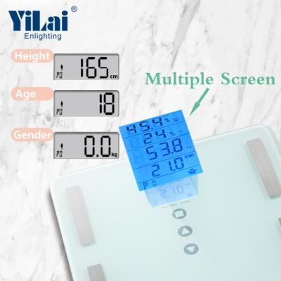 China Water Content Measuring LCD Display With Backlight Electronic Balance Bathroom Weight Scale Analysis Body Fat Scale for sale