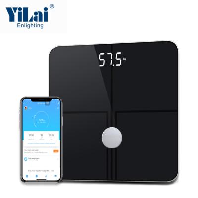 China Measure body fat with smartphone app 180kg 396lb IoT platform body fat wifi smart body weight scale in bmi composition analyzer conductive glass for sale