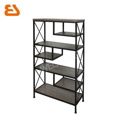 China Living Room Cabinet Black Color Wood And Metal Shelf Cabinet for sale