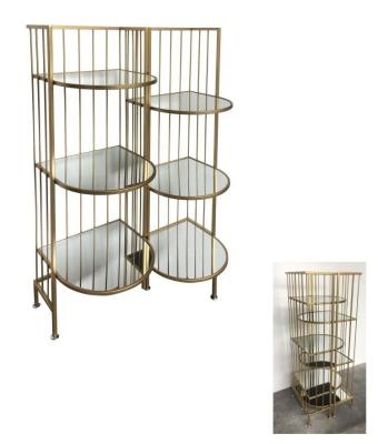 China Gold (Height)Adjustable Iron Shelving Unit With Mirrored Shelves for sale