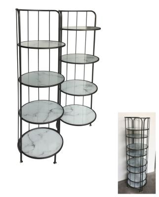 China Adjustable (Height) Marble Iron Glass Foldable Storage Shelving Unit for sale