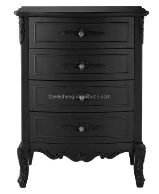 China French Living Room Cabinet Provencial 4 Drawer Chest - Black/White/Pewter for sale