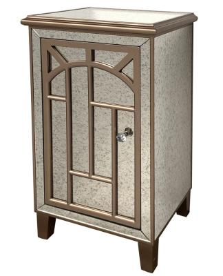 China Bedside Mirror Luxury Classic Antique Bronze 1 Door Wooden and Antique Table for sale