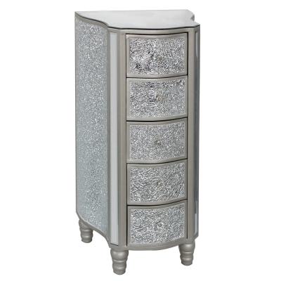 China Crakcle Glass 3 Drawers Crackle Glass Cabinet with Champagne Silver Wood Trims for Living Room Use for sale