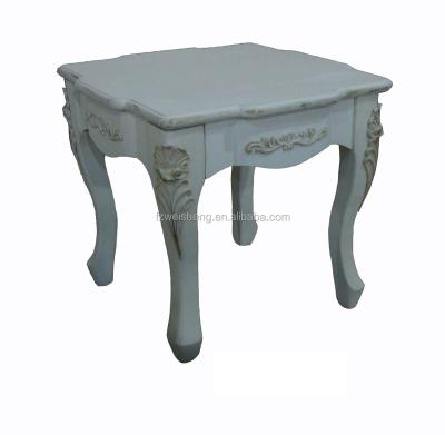 China Square Solid Wood Antique White Wood Coffee Table With Resin For Living Room / Bedroom for sale