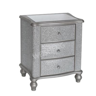 China Crackle Glass Drawers 3 Crackle Glass Cabinet With Antique Silver Wood Trims for sale