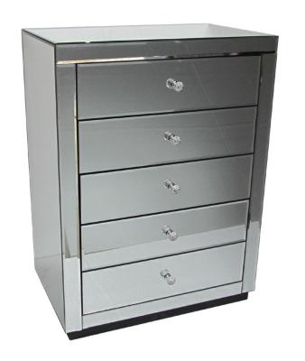 China Living Room Mirrored Overhead Dresser 5 Drawer Chest / Mirrored Chest Of Drawers for sale