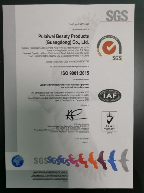 ISO9001 - Pulaiwei Beauty Products (guangdong) Co., Ltd.