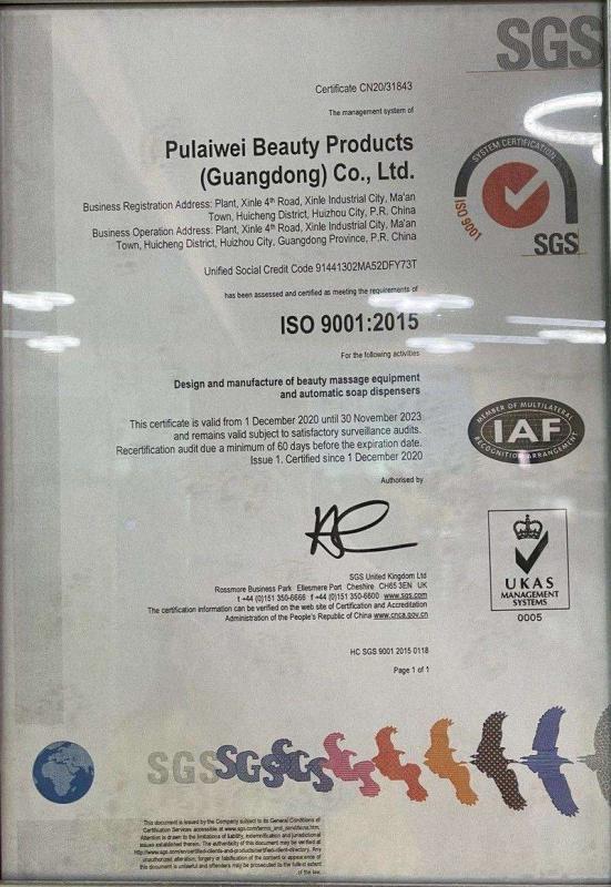 ISO9001 - Pulaiwei Beauty Products (guangdong) Co., Ltd.