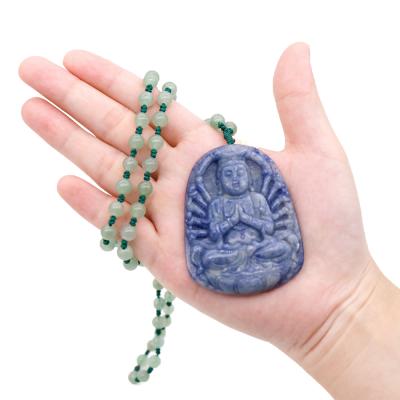 China 2022 environment friendly hot sale Crystal Laughing Religious Maitreya Carved Jade Buddha Pendant Necklace for sale