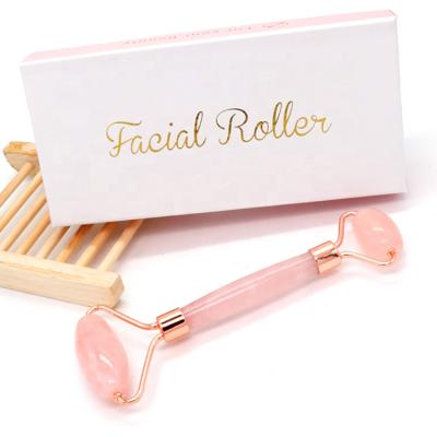 China OEM Wholesale Private Label Portable Hot Selling High Quality Anti Aging Roller Rose Quartz Pink Gemstone Facial Massager for sale