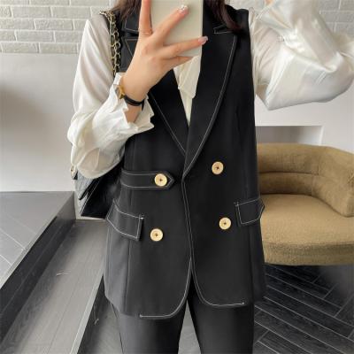 China Plus Size Plus Size Women Clothing 2 Pieces Fashion Suit Set Vest Vest With Panty Office Wear For Lady Casual Woven Adults Solid TWILL for sale