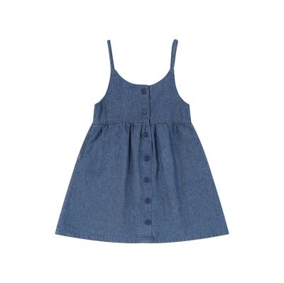 China Girls Washable Toddler Kids Clothing Summer Denim Suspender Skirt Sleeveless Dress for sale