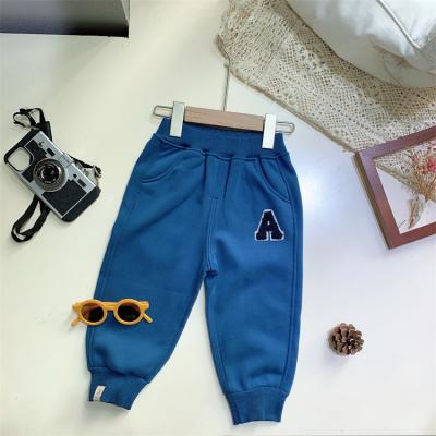 China Children Solid Color All-match Fleece Sportswear Comfortable Loose Casual Warm Sweatpants Pants for sale