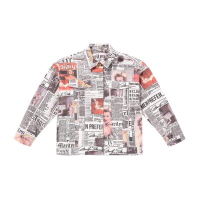 China 2022 Hot Selling Spring Men's Jacket Windproof Autumn Newspaper Fabric Print Lapel for sale