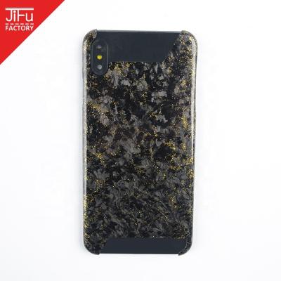 China 2019 Newest Radiation Proof Business Style Forged Caron Fiber Phone Case With Sliver Gold Powder For IphoneXs Max Carbon Fiber Phone Case for sale