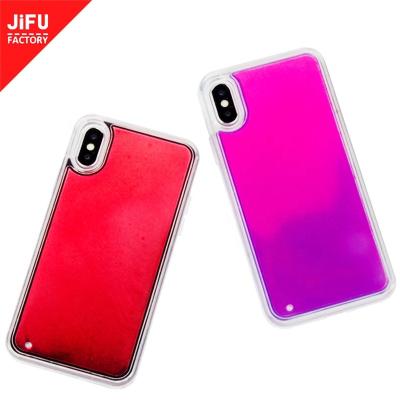 China Radiation Proof Glow in the Dark Custom Silicone Glitter Liquid Quicksand Phone Case Cover For iPhone Xs For iPhone Neco Liquid Sand Phone Case for sale