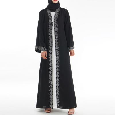 China 2021 Long Sleeve Yibaoli Manufacturer Well Made Latest Loose Fit Lace Decoration Muslim Front Turkish Abaya Women Open Abaya Kimono for sale