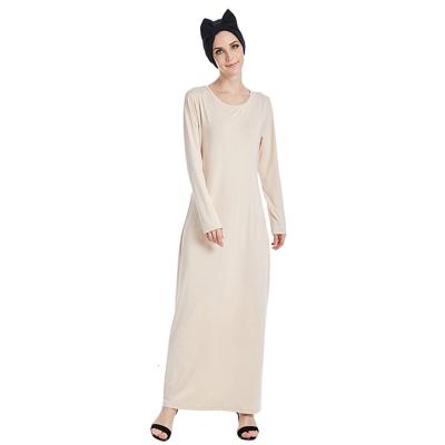 China Yibaoli Manufacturer Well Made High Quality Plain Milky Tank Abaya Long Sleeve Inner Dress for sale