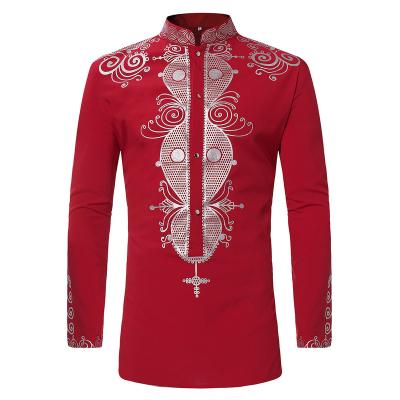 China Wholesale hot sale polyester black red white african dashiki shirts african clothing for men dashiki clothing for sale