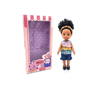 China Mini Toy Wholesale 34CM Real Yellow Realistic Vinyl African American Doll Girl Doll With Afro Hair for sale