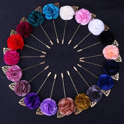 China Popular Luxury Cloth Flower Brooch Pins Corsage Luxury Pink Men Coat Exquisite Wild Brooch for sale