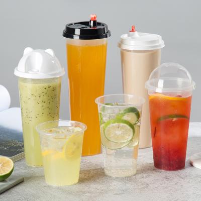 China LOKYO injection pp plastic cups custom made eco-friendly disposable transparent bubble tea boba cups with lids for sale