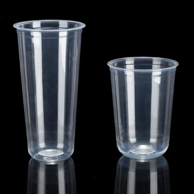 China LOKYO pet u shape milktea cups 500ml 700ml wholesale single wall clear plastic custom boba smoothie disposable cups for sale